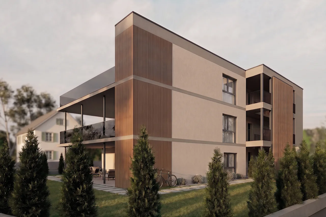 Edificio nuovo: appartamento con giardino, molto spazio verde e comfort abitativo moderno