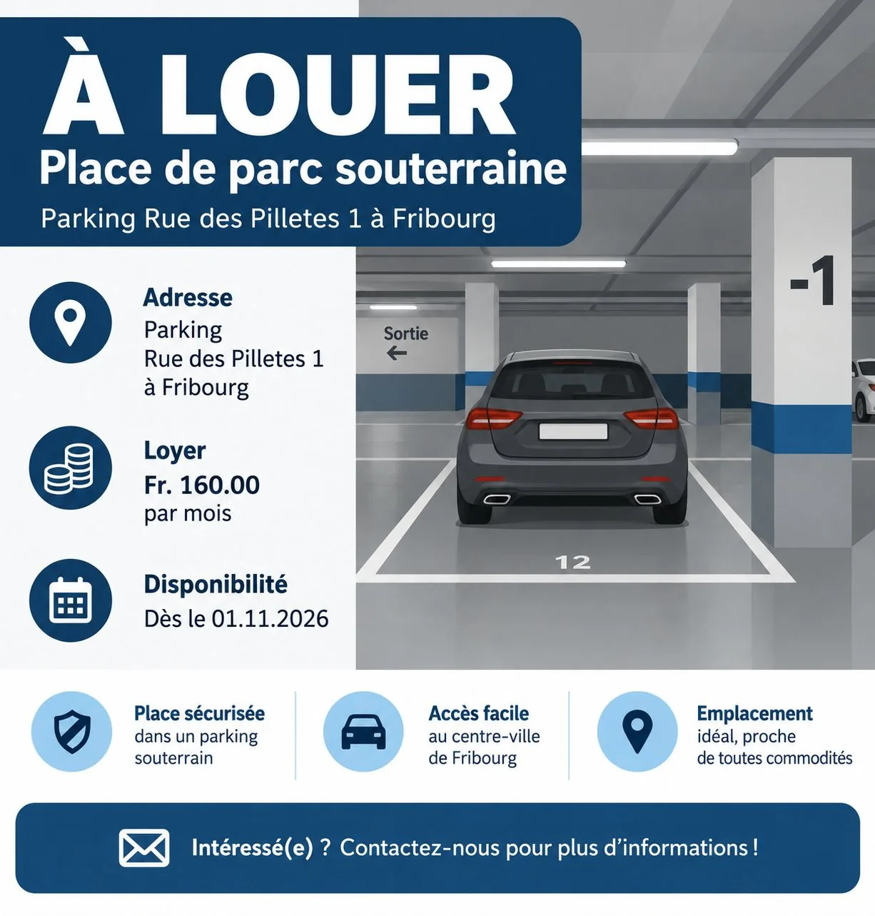 Underground parking space - Bd de Pérolles